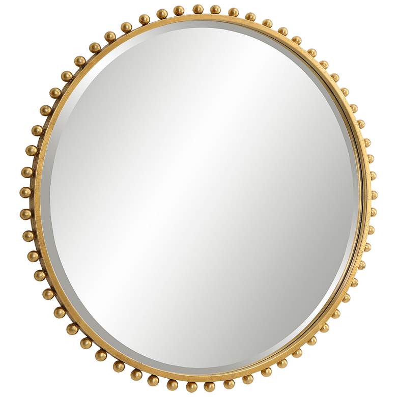 Image 6 Uttermost Taza Gold Leaf Iron 32" Round Wall Mirror more views