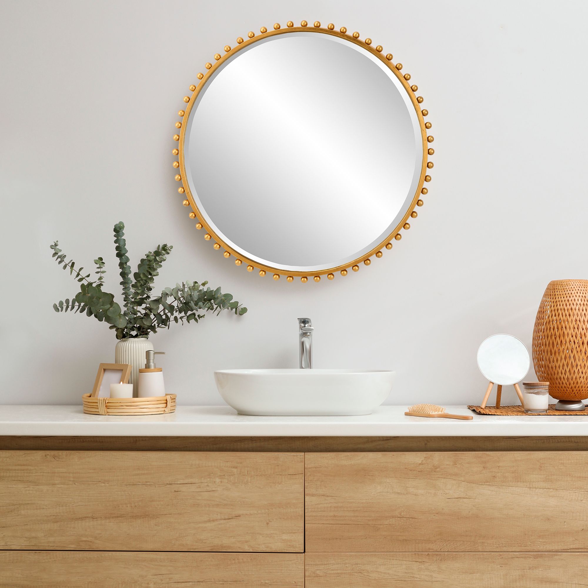 Image 7 Uttermost Taza Gold Leaf Iron 32" Round Wall Mirror more views