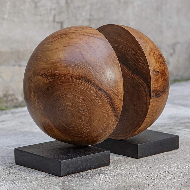 Image 1 Uttermost Teak and Noir 2-Piece Bookends