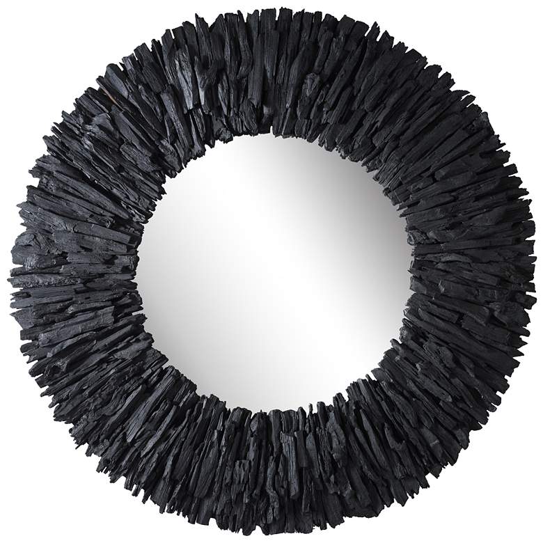 Image 1 Uttermost Teak Branch Black 39.37 inch Round Mirror