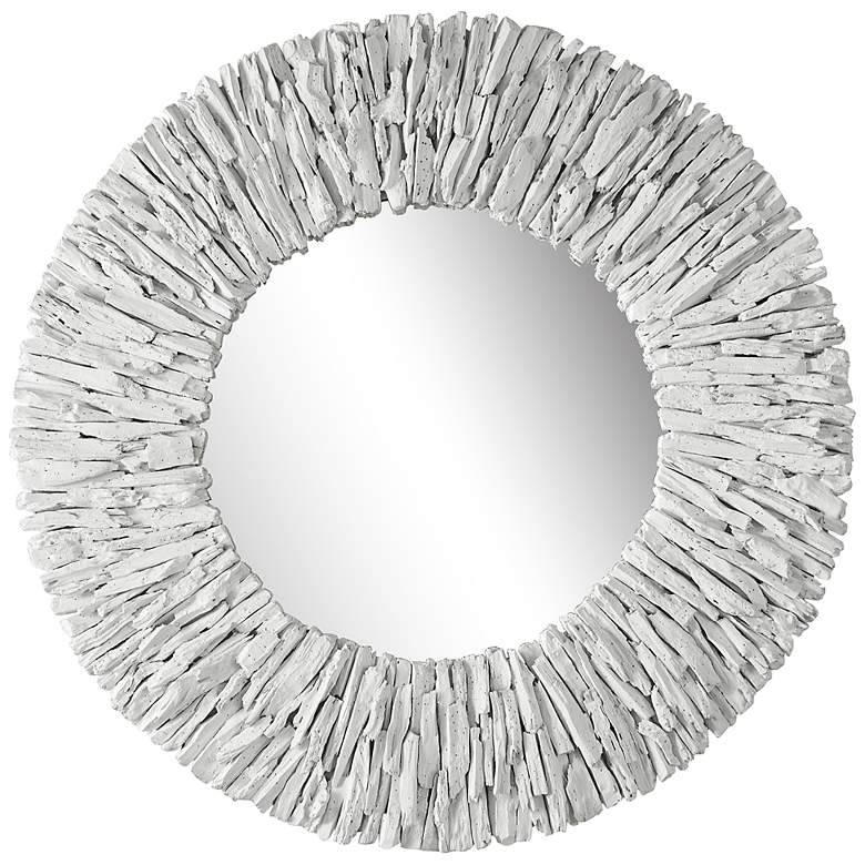 Image 2 Uttermost Teak Branch White 39.37 inch Round Mirror