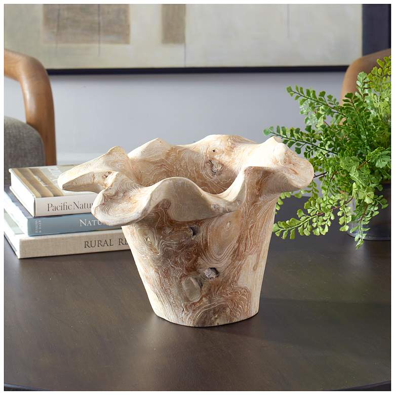 Image 1 Uttermost Teak Flow White Wash Indoor-Outdoor Bowl
