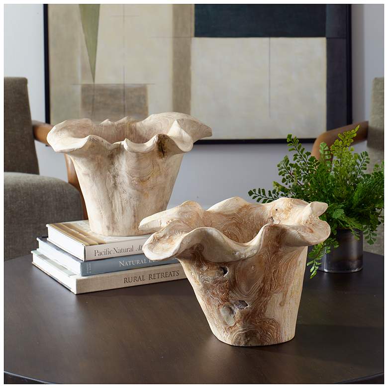 Image 3 Uttermost Teak Flow White Wash Indoor-Outdoor Bowl more views
