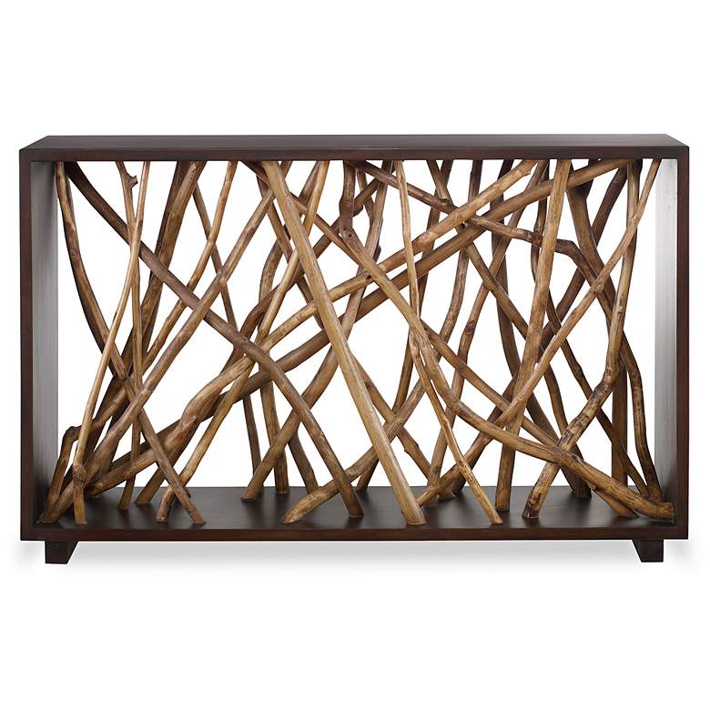 Image 3 Uttermost Teak Maze 54" Wide Walnut Wood Console Table