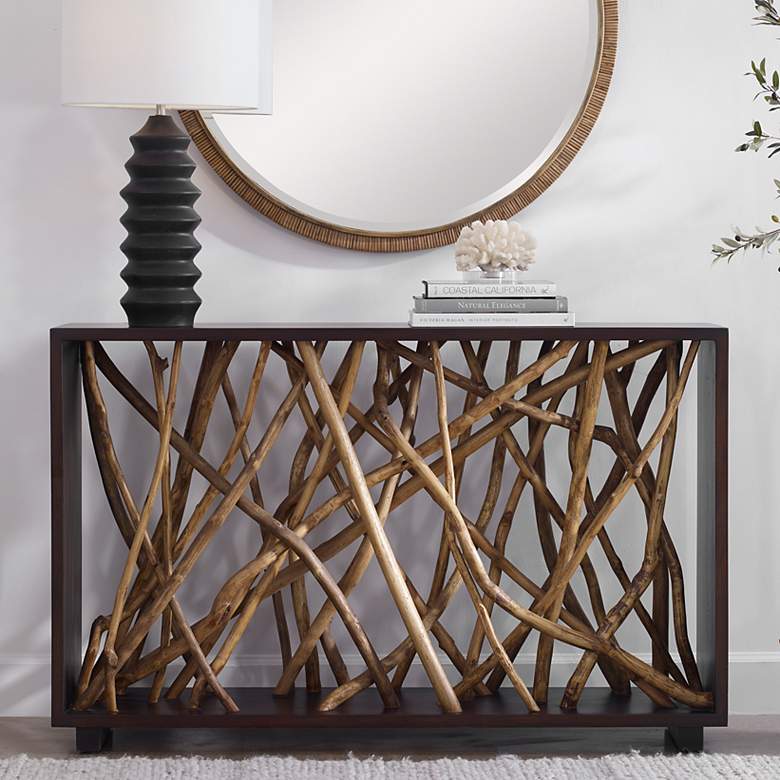 Image 2 Uttermost Teak Maze 54" Wide Walnut Wood Console Table