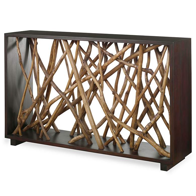 Image 4 Uttermost Teak Maze 54" Wide Walnut Wood Console Table more views