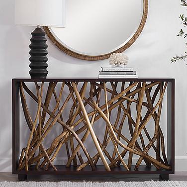 Uttermost Teak Maze 54" Wide Walnut Wood Console Table