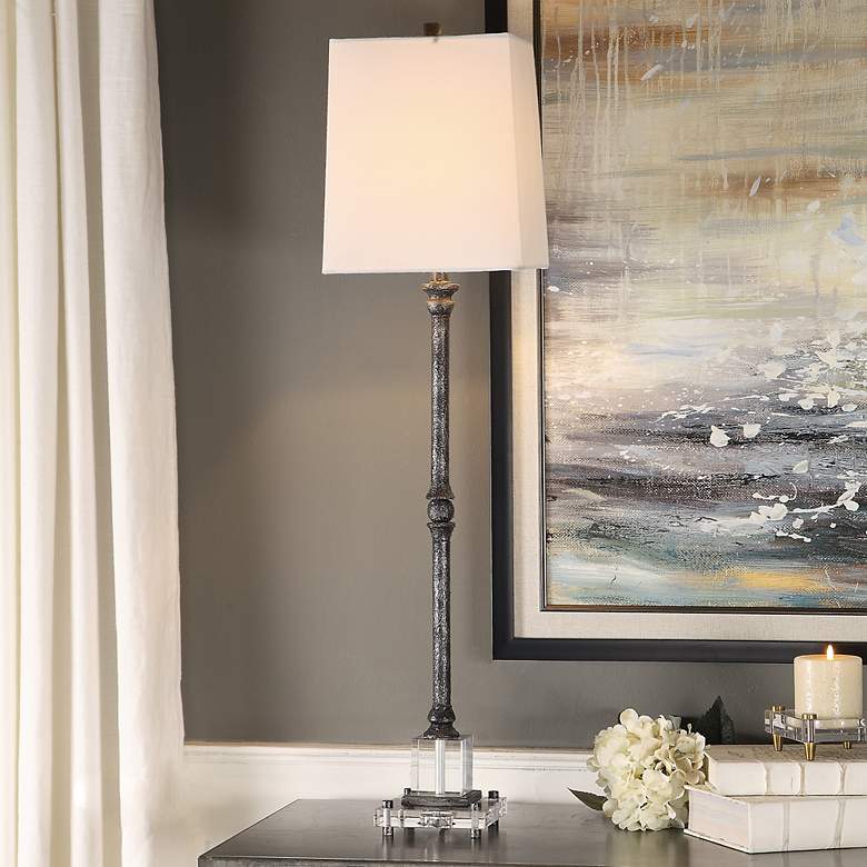 Image 1 Uttermost Teala 36 inch High Aged Black Tall Buffet Table Lamp