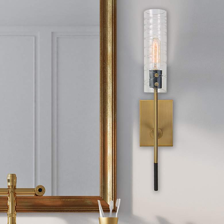 Image 1 Uttermost Telesto 22" High Antique Brass Black Wall Sconce