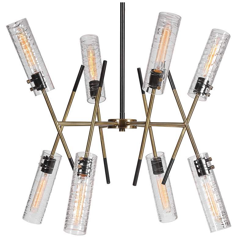 Image 2 Uttermost Telesto 32"W Brass and Black 8-Light Pendant Light