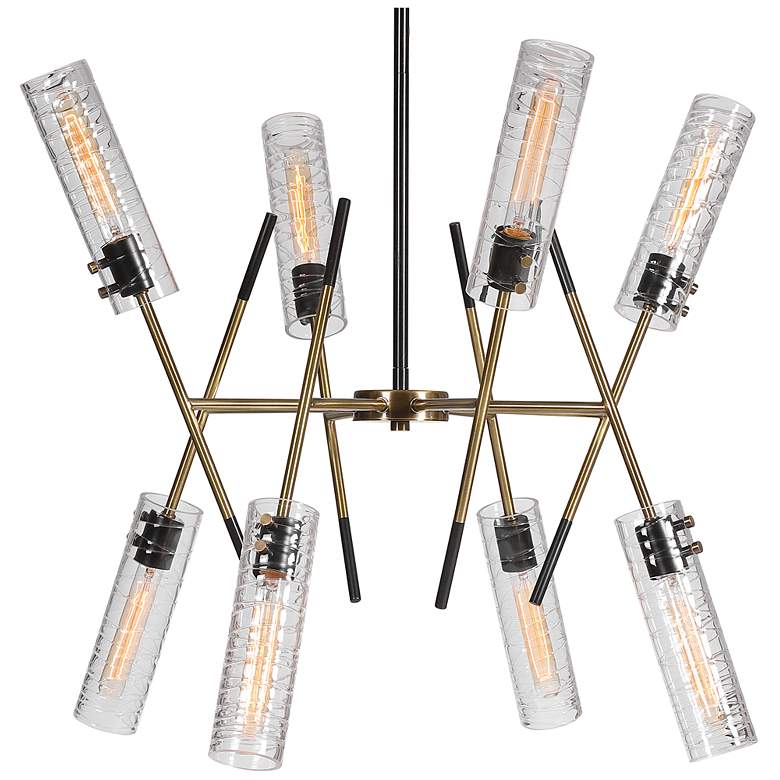 Image 1 Uttermost Telesto 32 inchW Brass and Black 8-Light Pendant Light