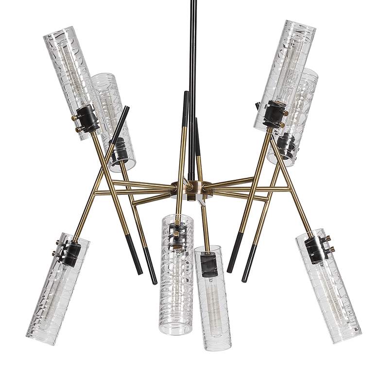 Image 2 Uttermost Telesto 32 inchW Brass and Black 8-Light Pendant Light more views