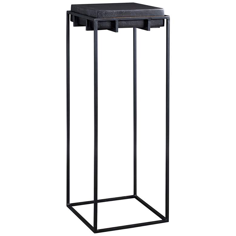 Image 1 Uttermost Telone 13" Wide Dark Oxidized Black Pedestal Table