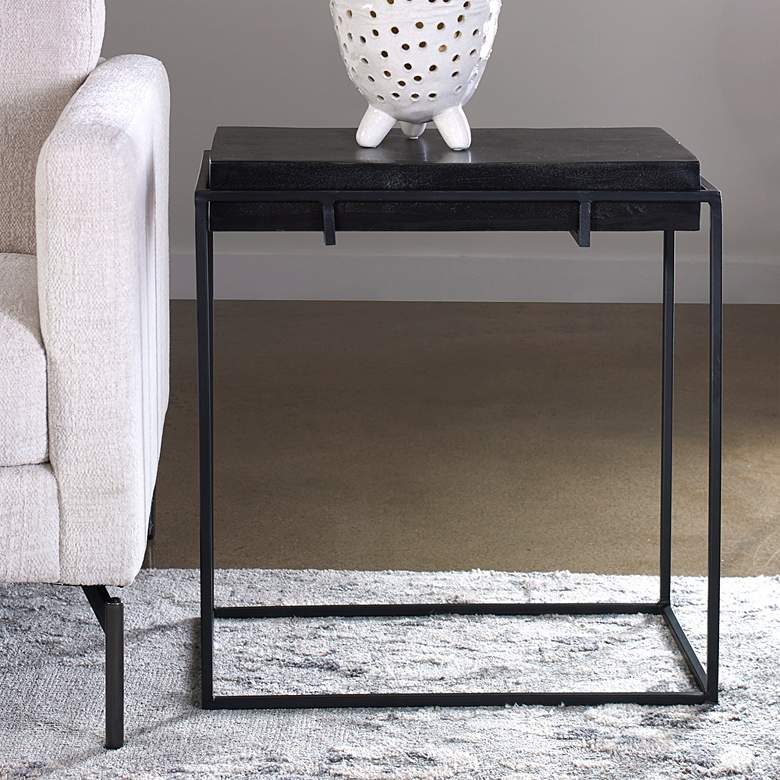 Image 1 Uttermost Telone 22" Wide Dark Oxidized Black Side Table