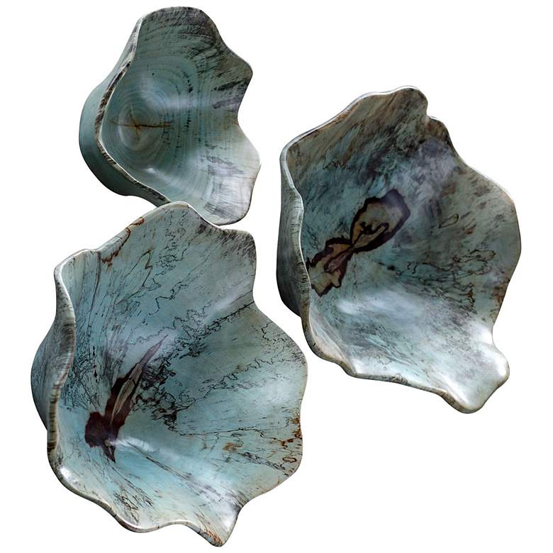 Image 2 Uttermost Teo 3-Piece Caribbean Blue Wood Wall Art Set