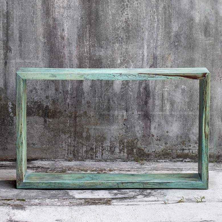 Image 3 Uttermost Teo 51 1/2 inchW Caribbean Blue-Green Console Table more views