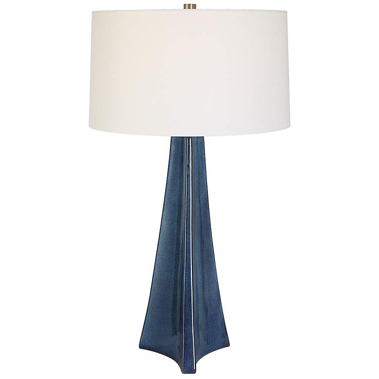 Image 2 Uttermost Teramo 32" Distressed Blue Ceramic Table Lamp