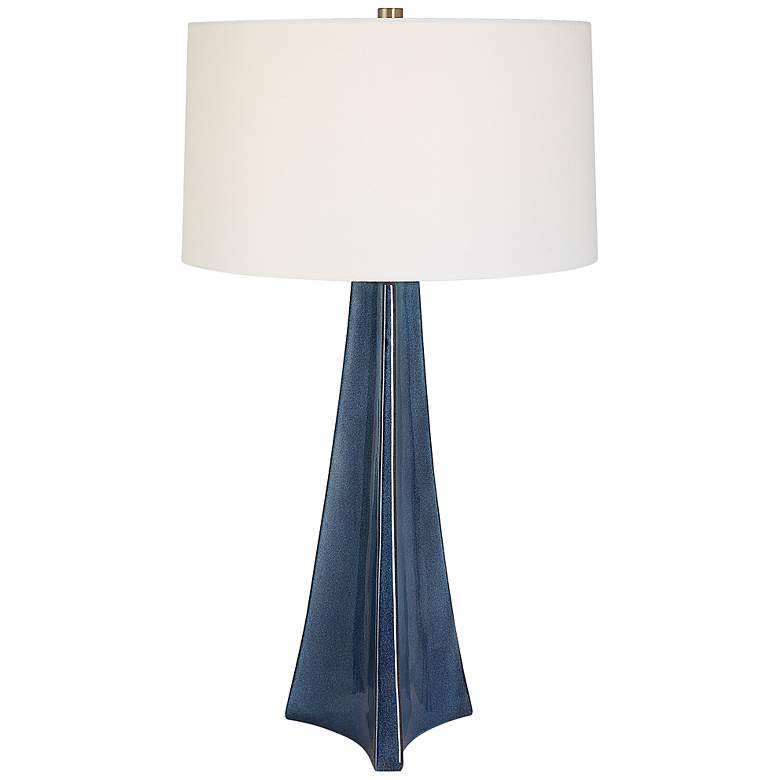 Image 2 Uttermost Teramo Distressed Blue Ceramic Table Lamp