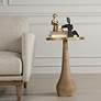 3_Uttermost Terra 16"W Antique Brass and Rattan Accent Table more views