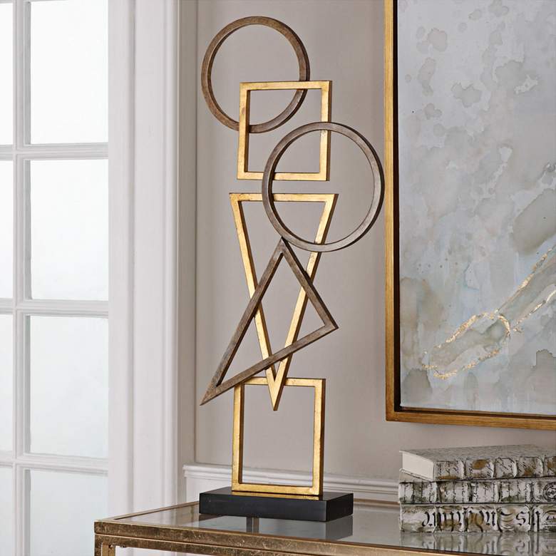 Image 1 Uttermost Terzo 30 1/4 inch High Bronze and Gold Leaf Sculpture