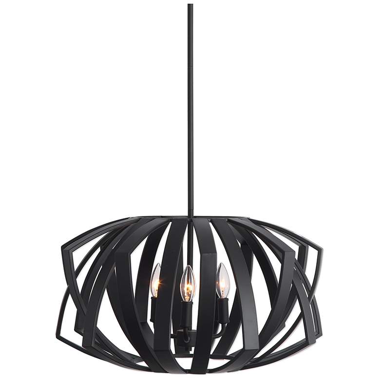 Image 1 Uttermost Thales 22 inchW Matte Black Geometric 3-Light Pendant