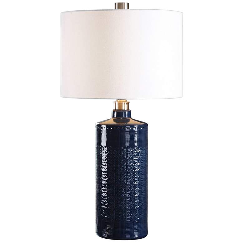 Image 2 Uttermost Thalia 31 inch High Modern Royal Blue Ceramic Table Lamp