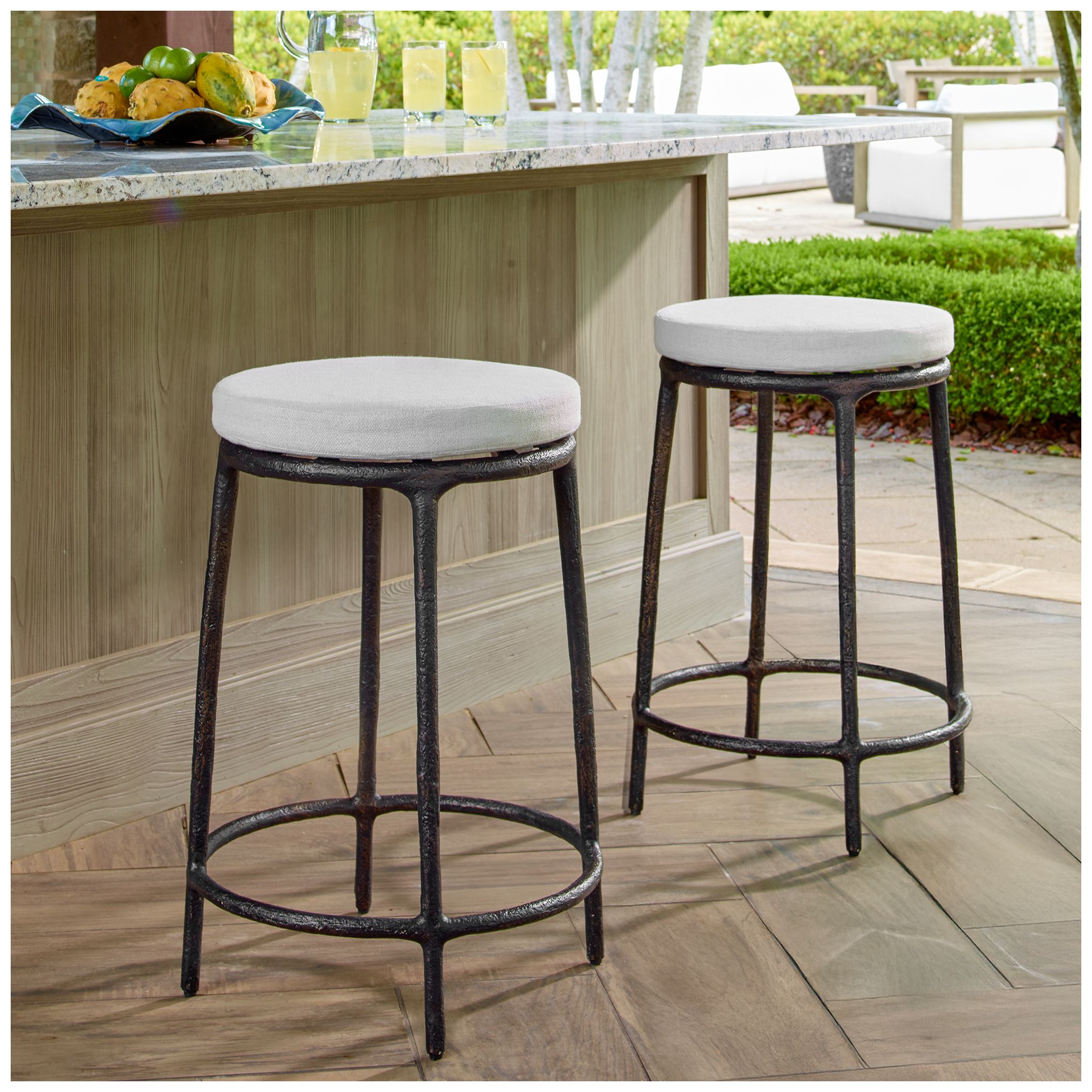 Image 2 Uttermost Thayer 26" Java Cast Aluminum Indoor-Outdoor Counter Stool more views
