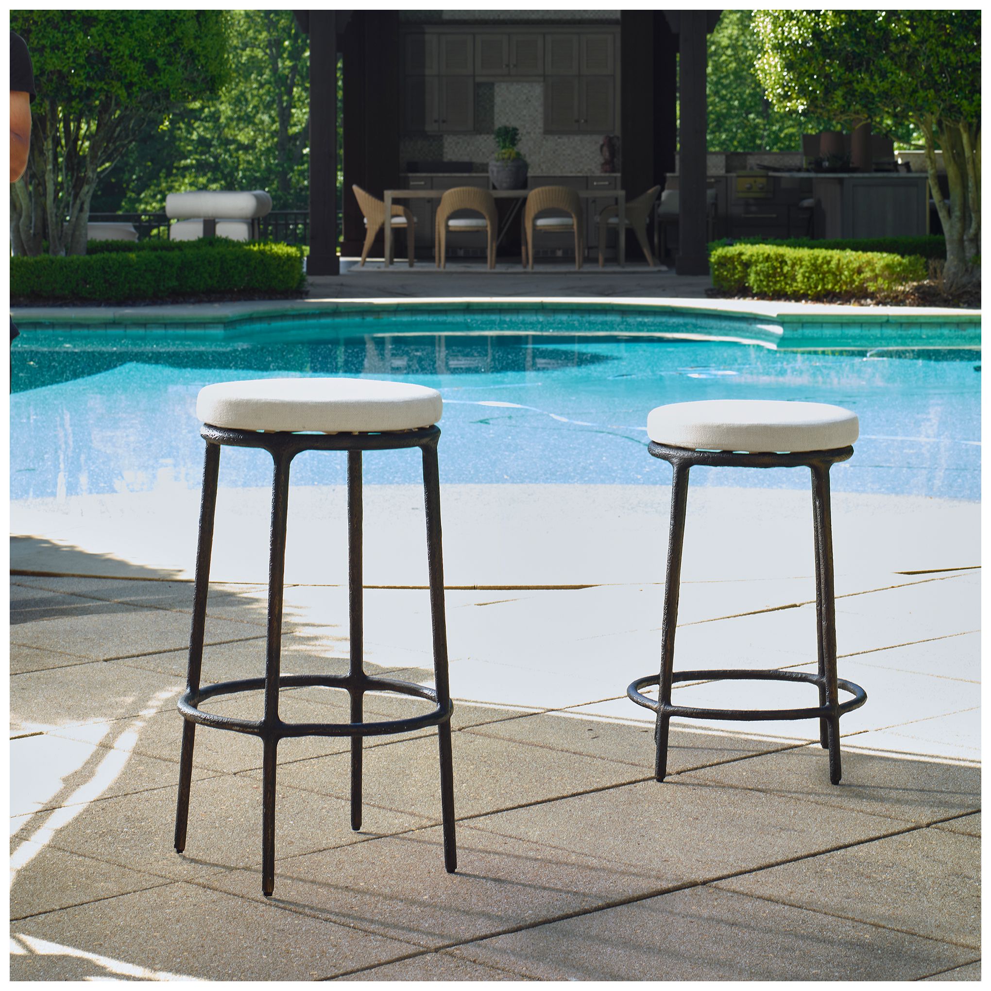 Image 3 Uttermost Thayer 26" Java Cast Aluminum Indoor-Outdoor Counter Stool more views