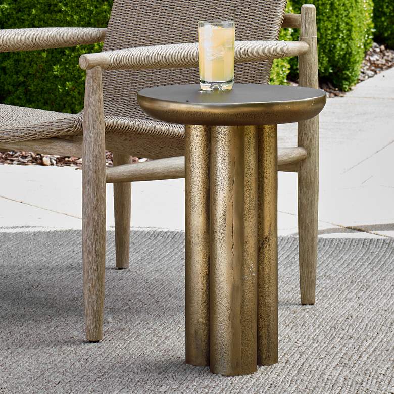 Image 1 Uttermost Thorp 22" H x 15" W Brass Aluminum Outdoor Accent Table