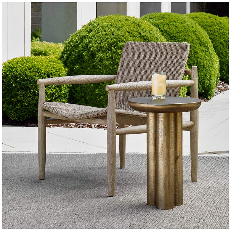 Image 3 Uttermost Thorp 22" H x 15" W Brass Aluminum Outdoor Accent Table more views