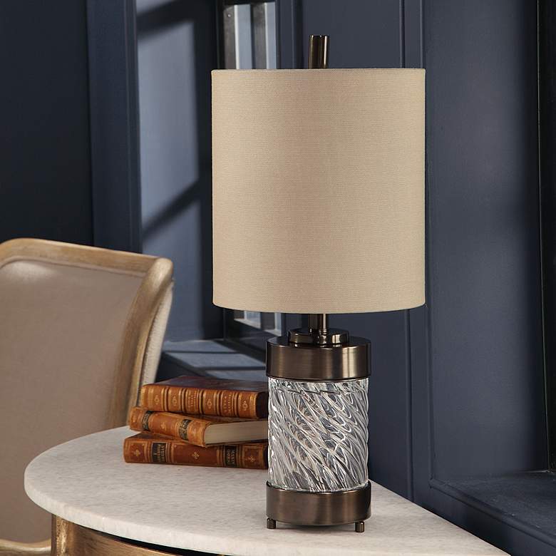 Image 1 Uttermost Thorton Wavy Glass Buffet Accent Table Lamp