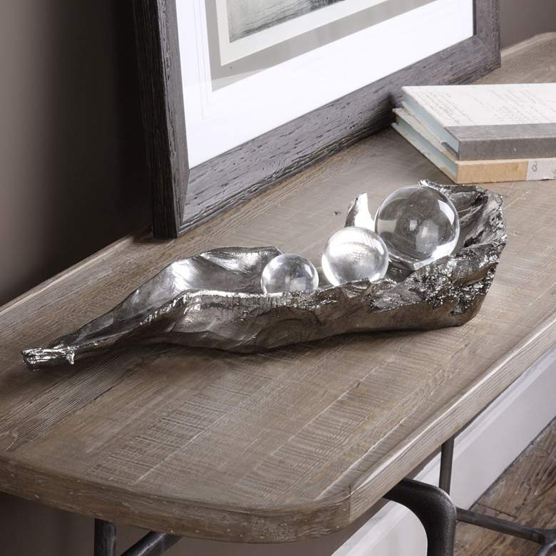 Image 1 Uttermost Three Peas in a Pod 20 1/2 inch Wide Silver Sculpture