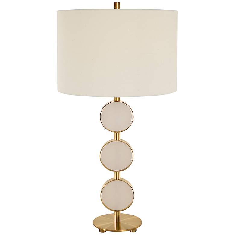 Image 2 Uttermost Three Rings Brushed Brass Alabaster Table Lamp