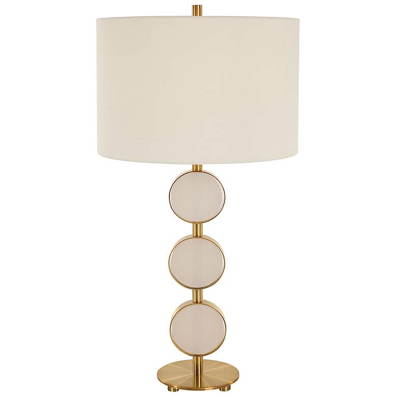 Image 2 Uttermost Three Rings Brushed Brass Alabaster Table Lamp