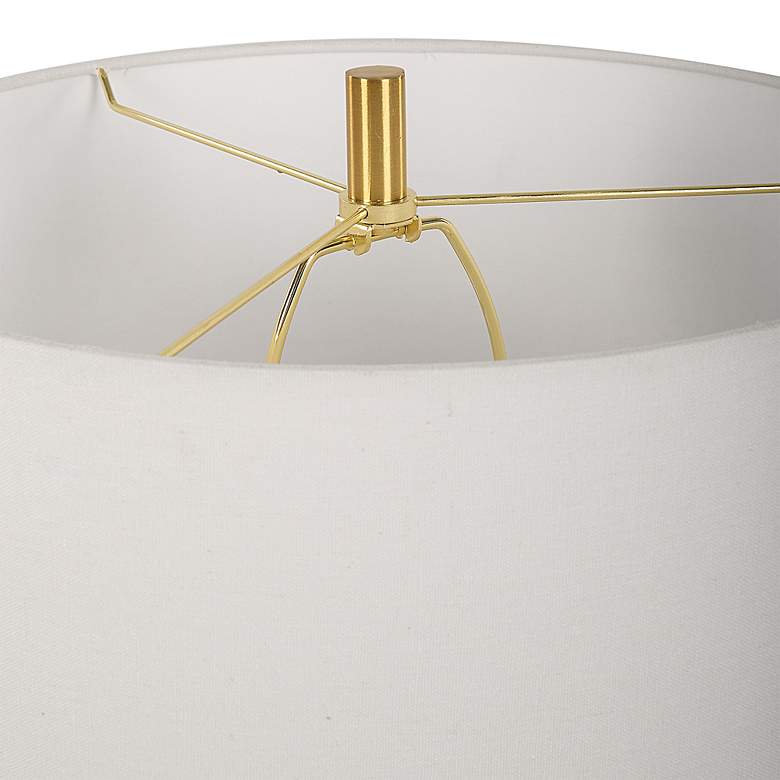 Image 6 Uttermost Three Rings Brushed Brass Alabaster Table Lamp more views