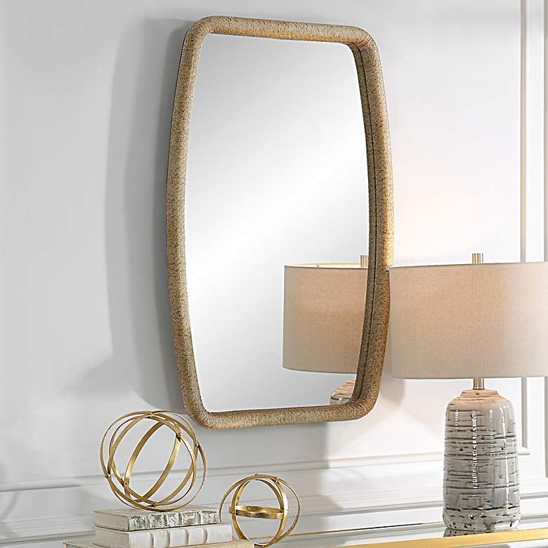 Image 1 Uttermost Tiki Woven Rattan 23 3/4" x 36 1/4" Wall Mirror
