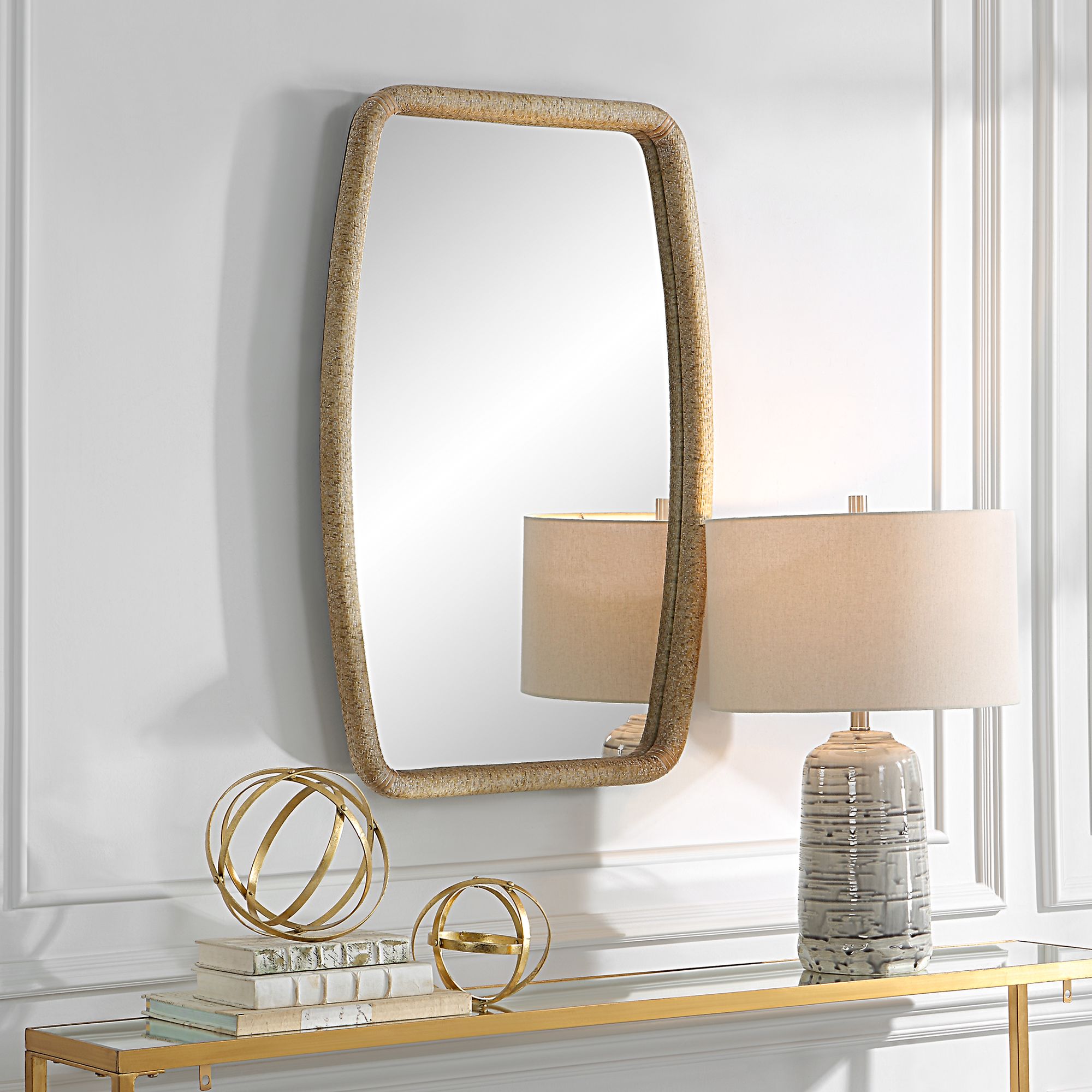 Uttermost Tiki Woven Rattan 23 3/4" x 36 1/4" Wall Mirror