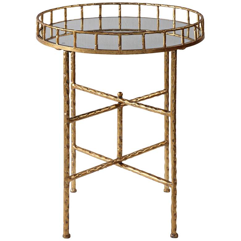 Image 2 Uttermost Tilly 19 1/2" Wide Mirrored Bright Gold Leaf Accent Table