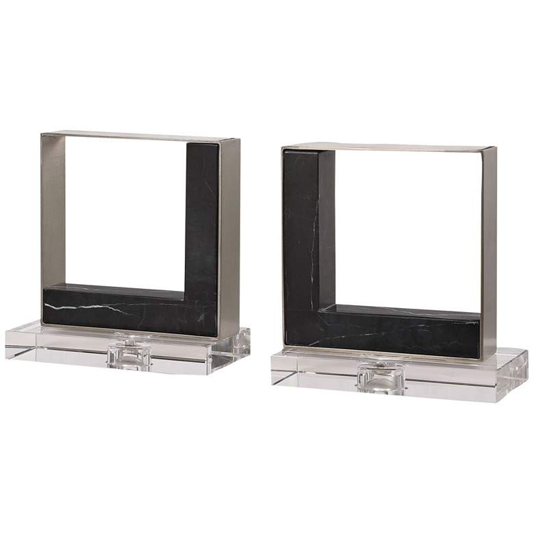 Image 2 Uttermost Tilman Clear and Black Bookends 2PC