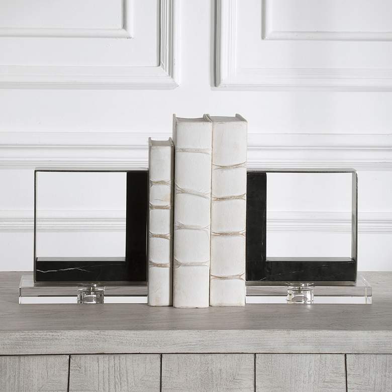Image 1 Uttermost Tilman Clear and Black Bookends 2PC