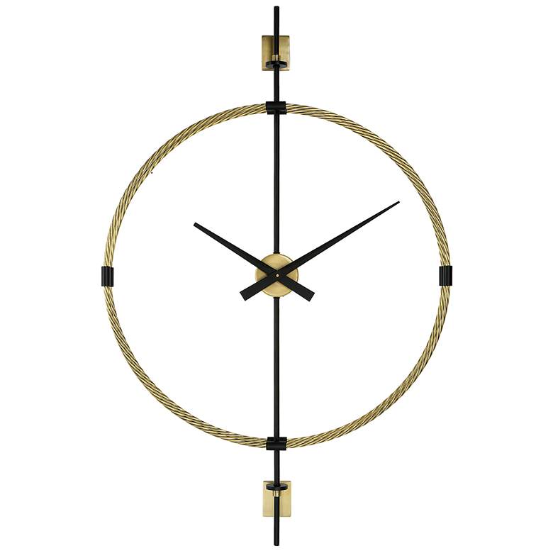 Image 1 Uttermost Time Flies Brushed Brass 48 3/4 inch High Wall Clock