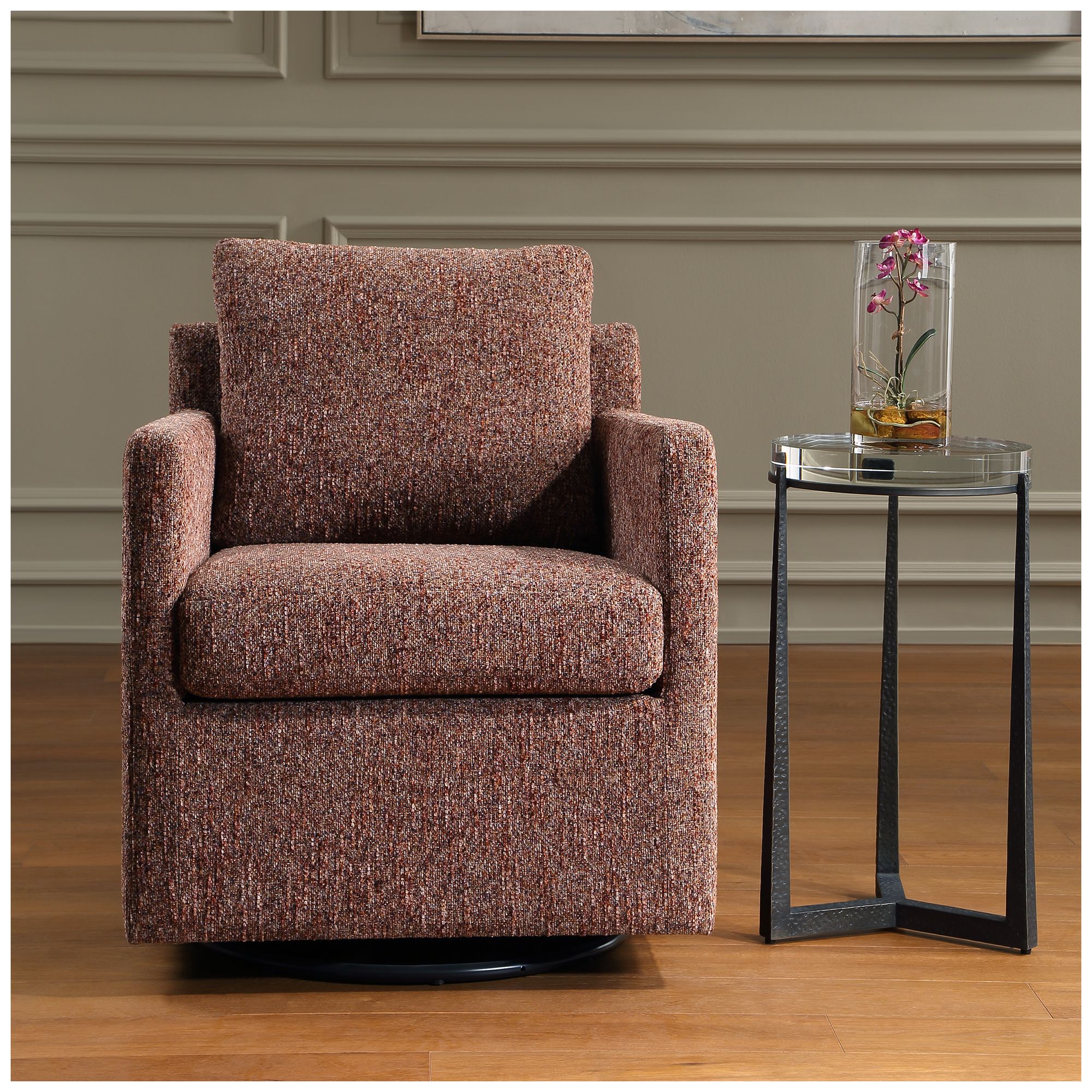 Image 4 Uttermost Tisdell Canyon and Blush Upholstered Swivel/Glider more views