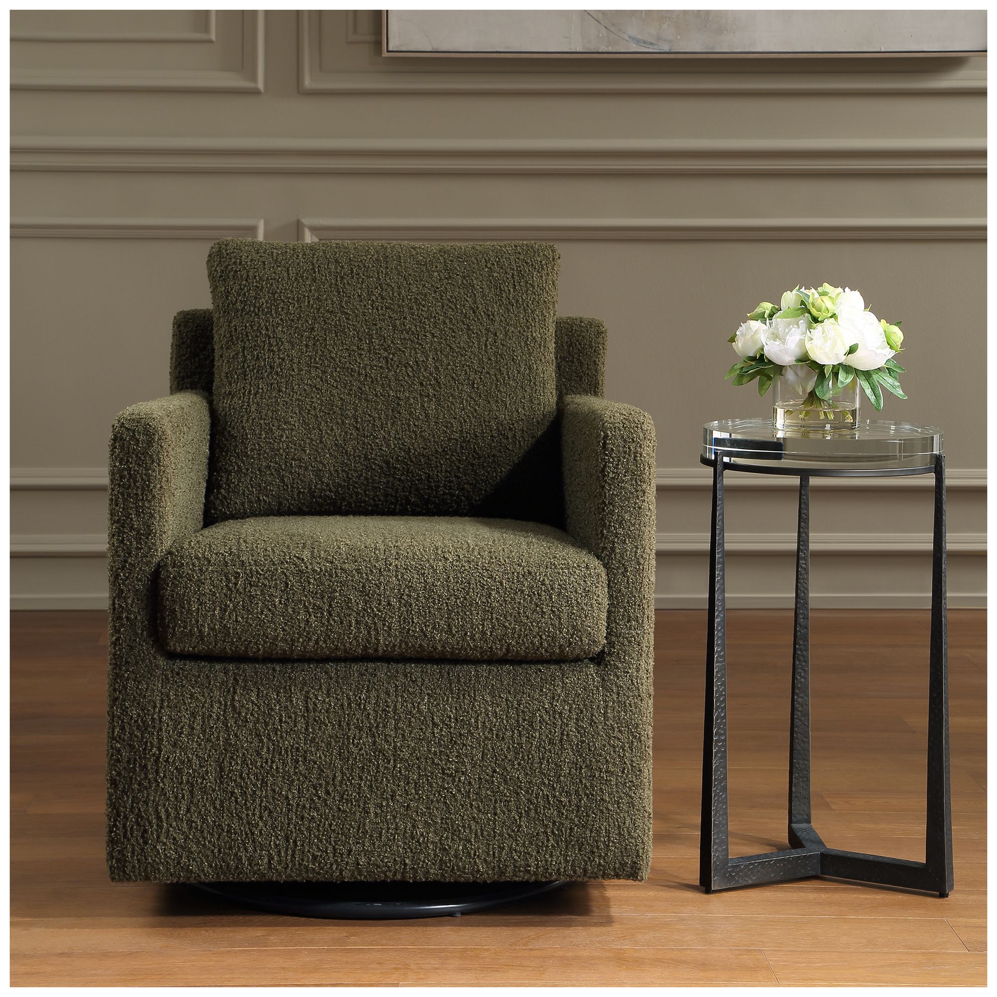 Image 2 Uttermost Tisdell Kale Green Upholstered Swivel/Glider more views