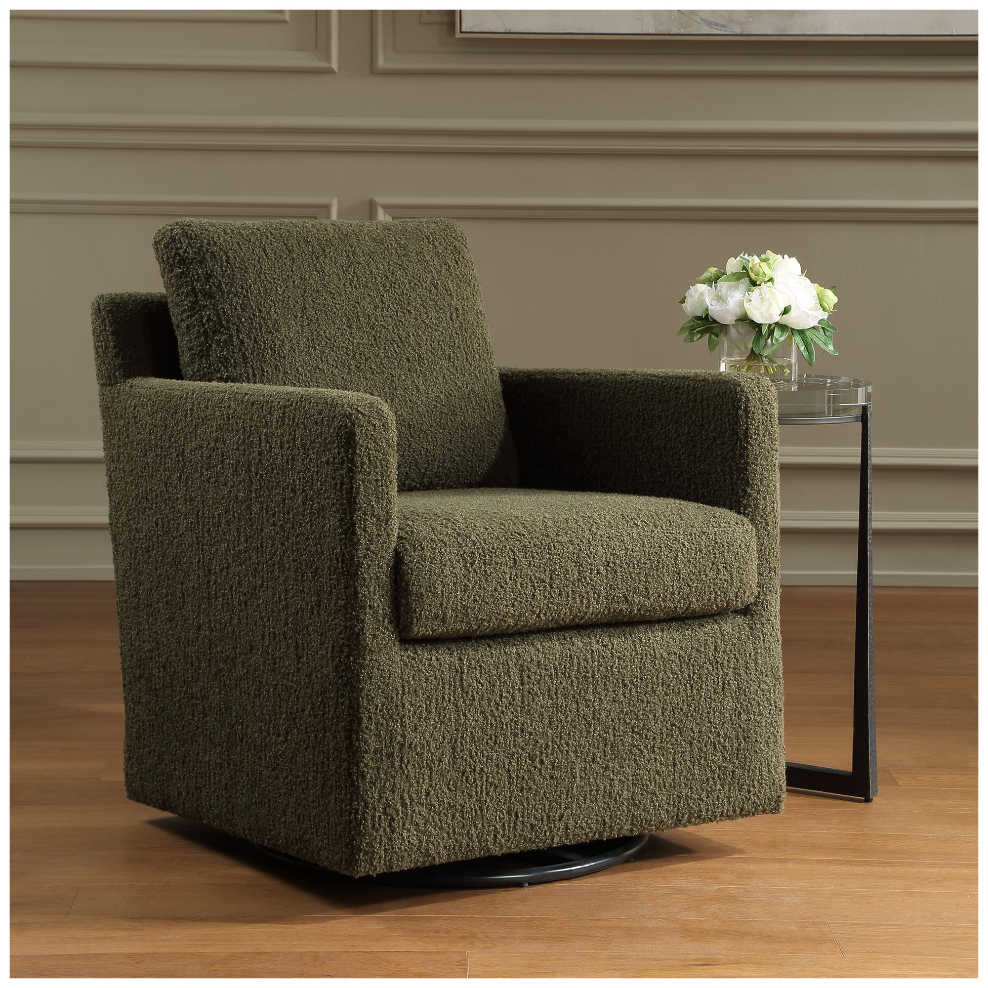 Image 3 Uttermost Tisdell Kale Green Upholstered Swivel/Glider more views