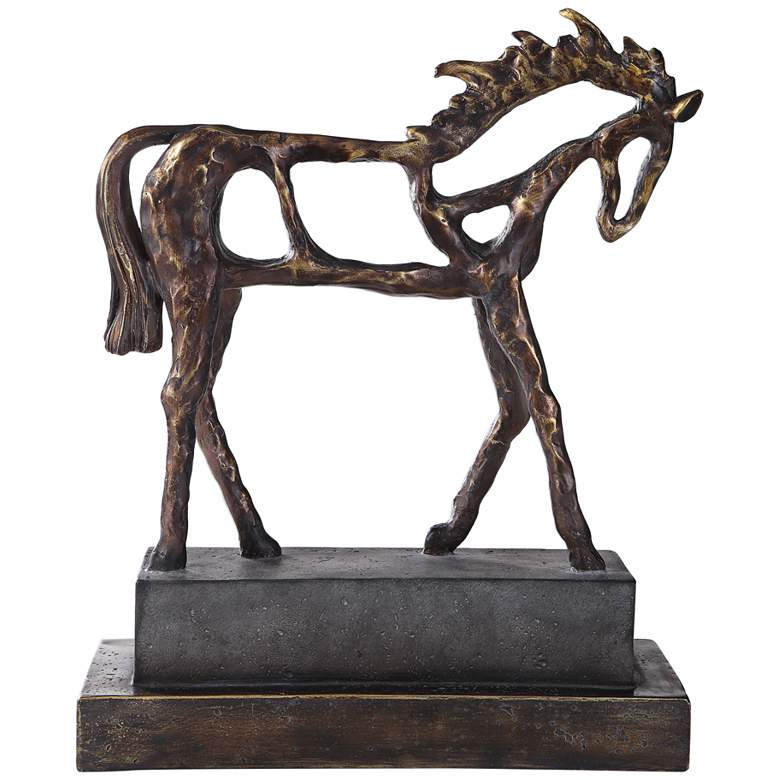 Image 2 Uttermost Titan 16 1/2" High Bronze and Brown Horse Statue