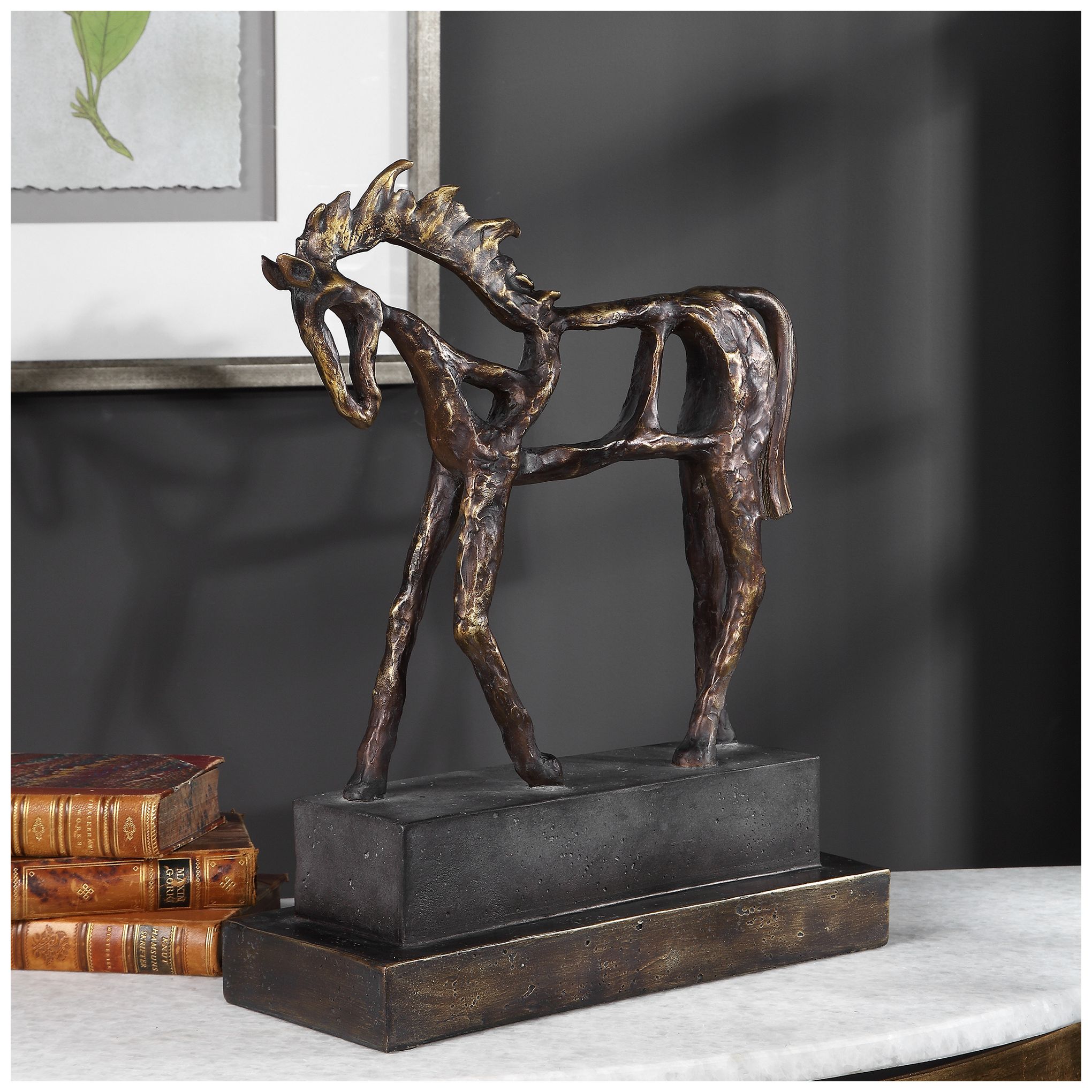 Image 7 Uttermost Titan 16 1/2" High Bronze and Brown Horse Statue more views