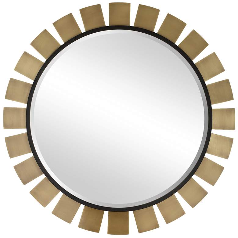 Image 2 Uttermost Toluca Brass and Black 45" Round Wall Mirror