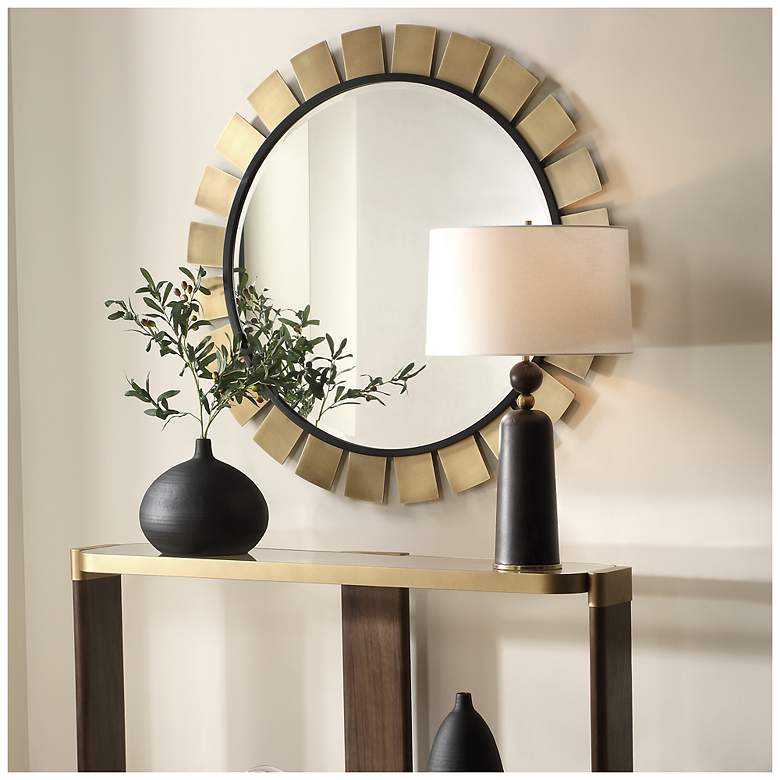 Image 3 Uttermost Toluca Brass and Black 45" Round Wall Mirror more views