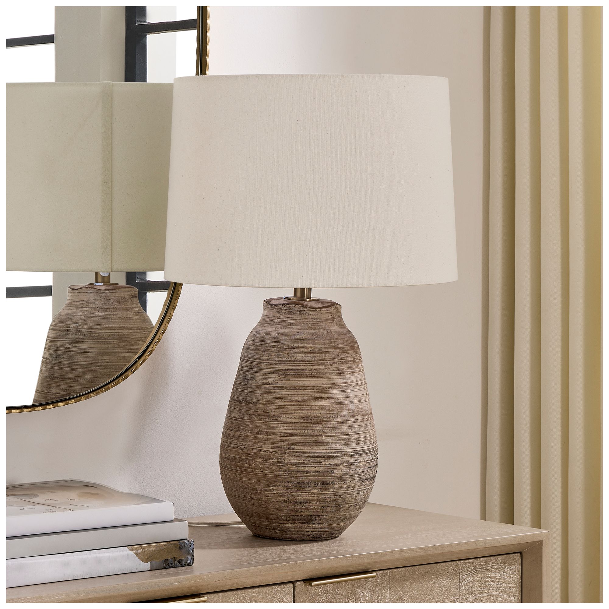 Image 3 Uttermost Tonachio 25 1/2" Brown and Gray Ceramic Table Lamp more views