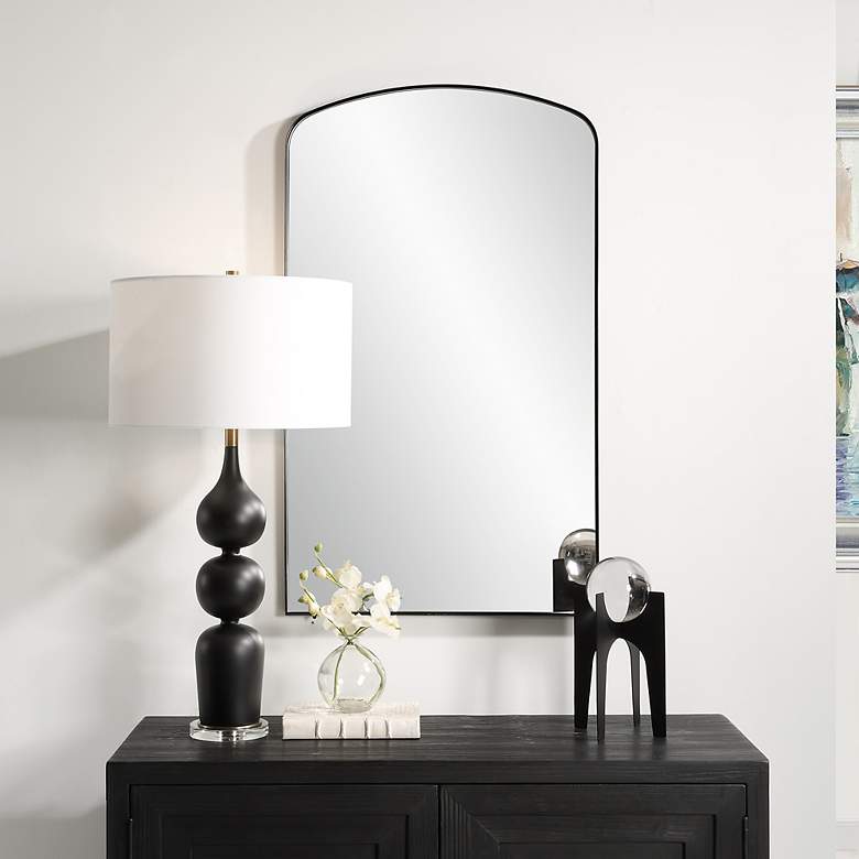 Image 2 Uttermost Tordera Matte Black 24" x 40" Arch Wall Mirror